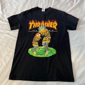 Thrasher Magazine Rick & Morty Shirt Black Youth Size Small Black Skater